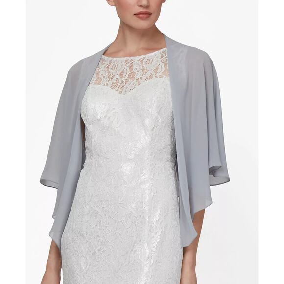 SLNY Fashions Sheer Capelet Shawl in Silver Gray - Picture 1 of 1